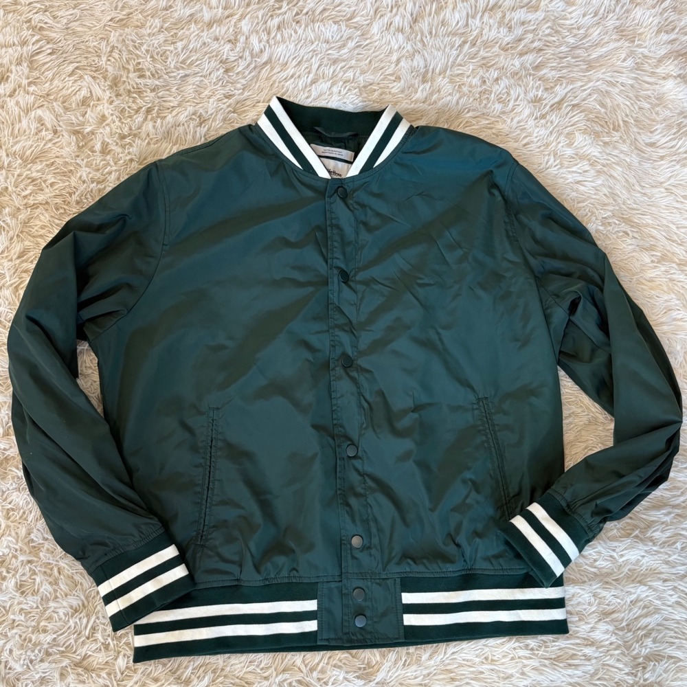 Vintage Goodfellow Co Men's Green‎ Water Resistant Bomber Varsity Jacket XL Snap